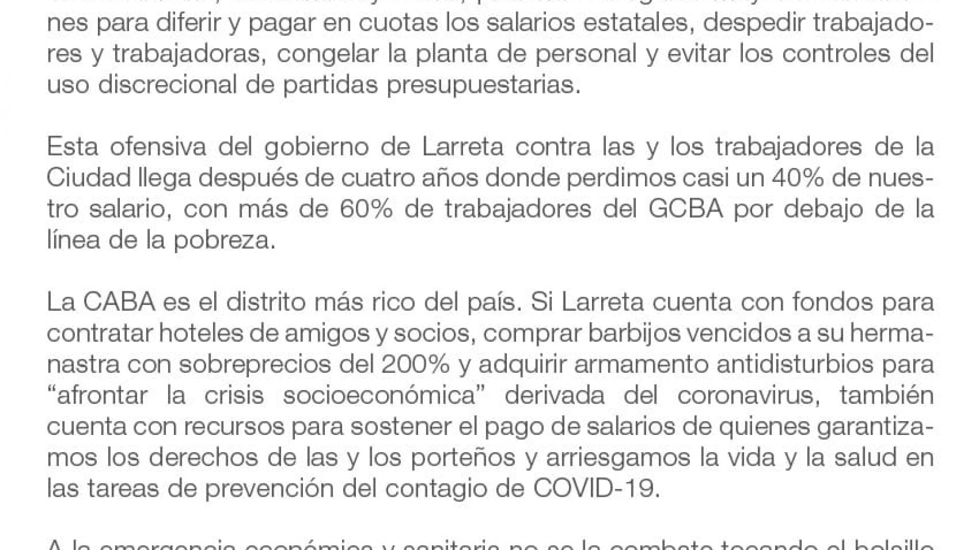 Con el Coronavirus como excusa, Larreta ajusta salarios y prepara despidos