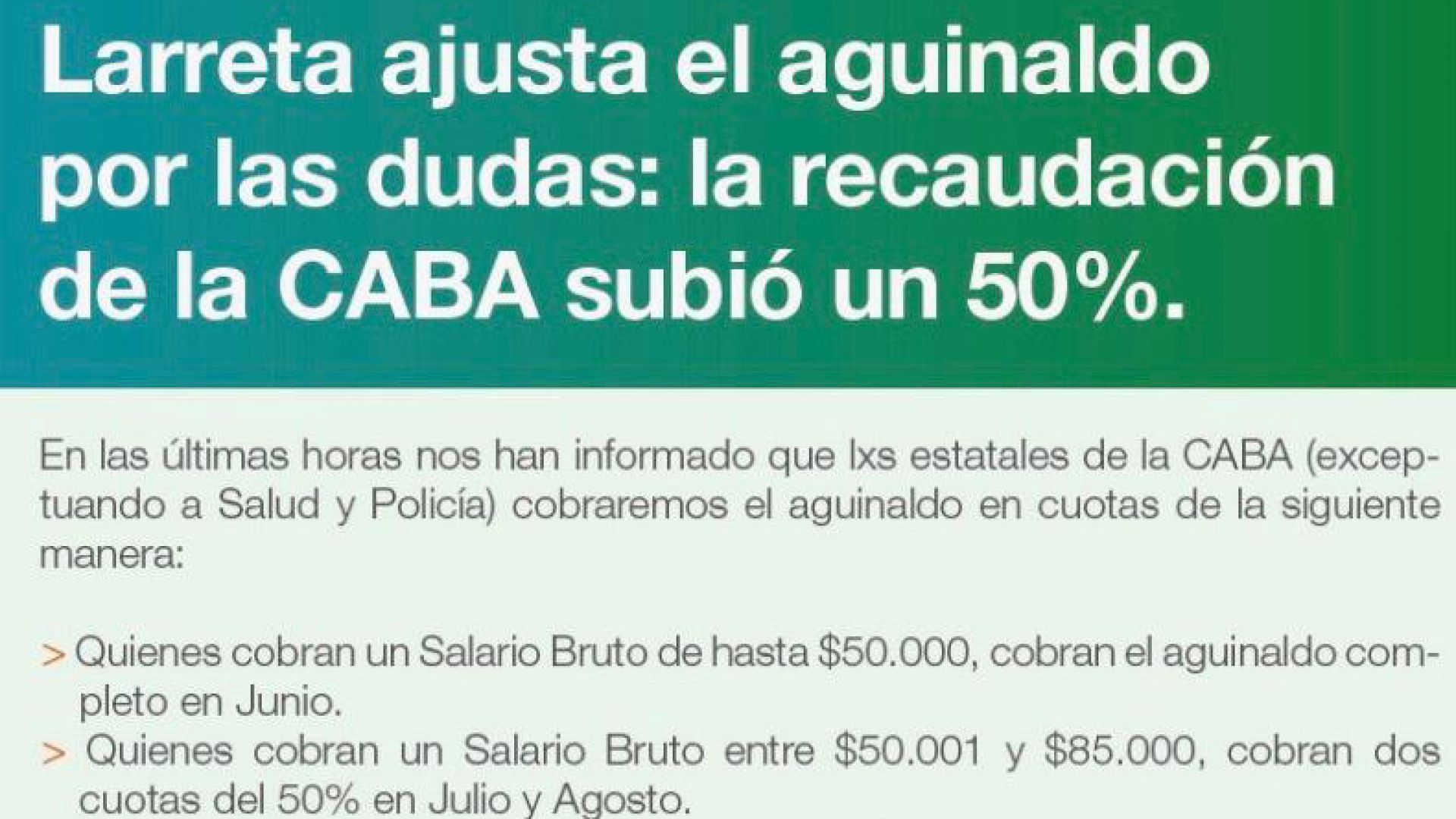 Larreta ajusta el aguinaldo por las dudas: la recaudación de la CABA subió un 50%.