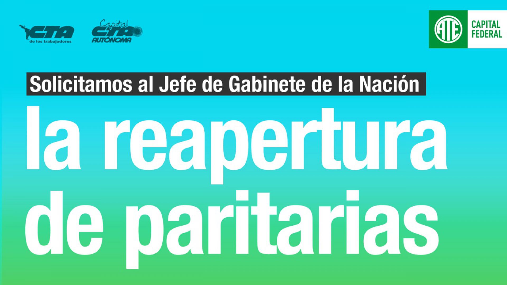 Solicitamos al Jefe de Gabinete de la Nación la reapertura de paritarias