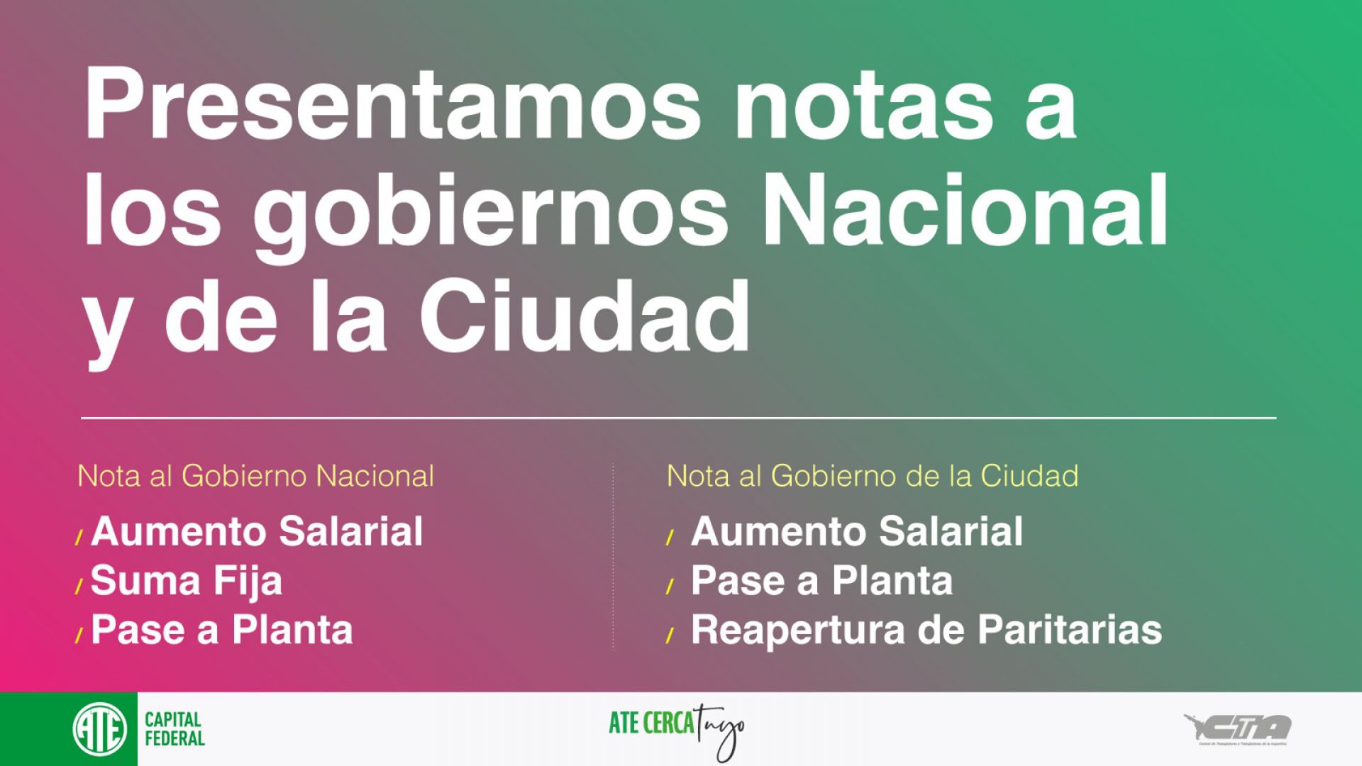 Exigimos la reapertura de paritarias nacionales y del GCBA