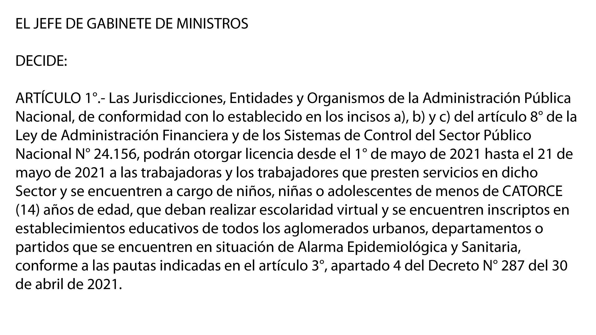 Licencias para trabajadores y trabajadoras estatales a cargo de niños, niñas y adolescentes en escolaridad virtual