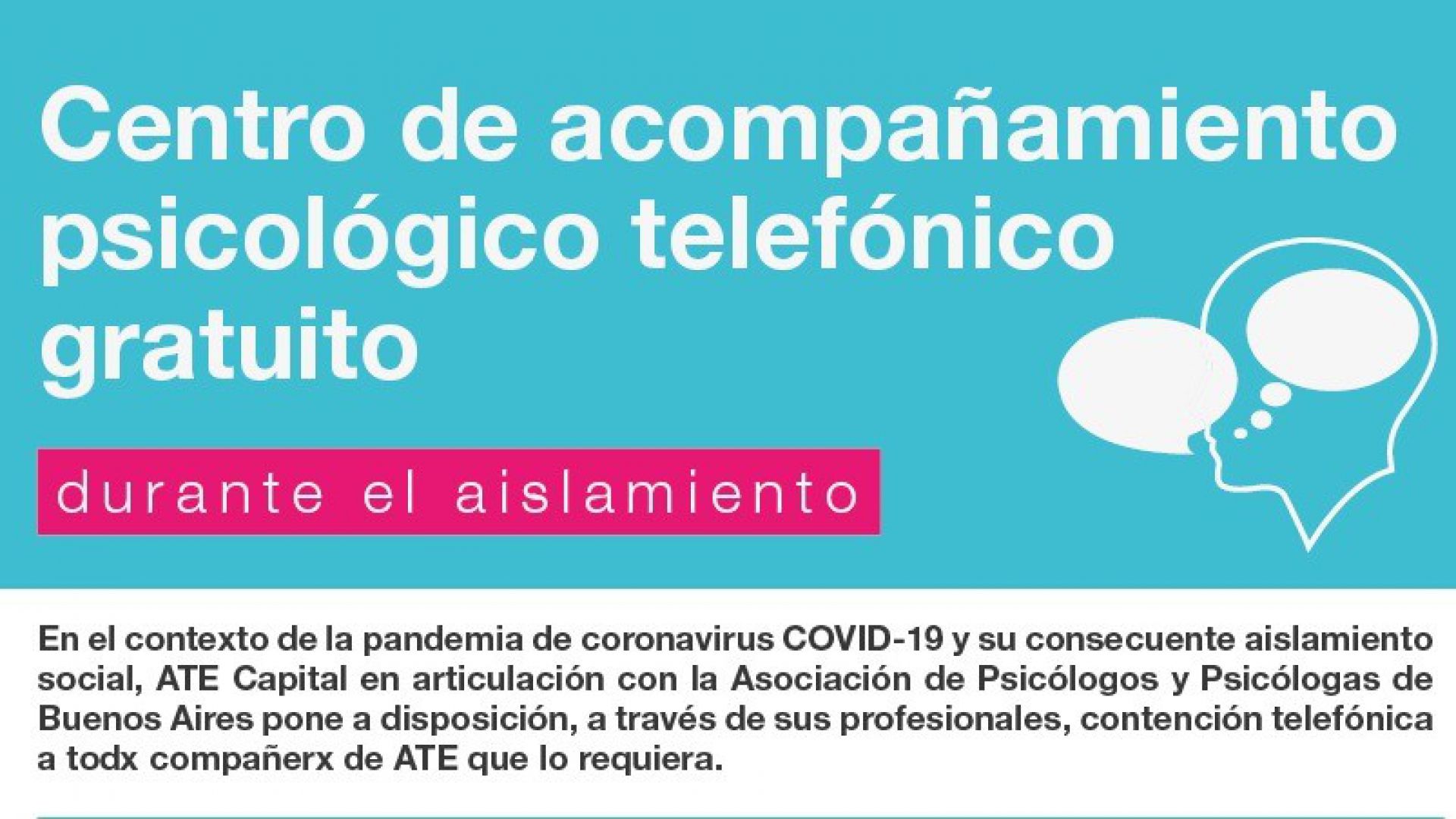 Centro de acompañamiento psicológico telefónico gratuito